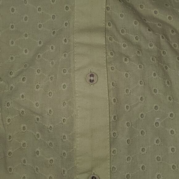 Caffe Marrakech Square Neck Eyelet Lime Green Smocked Blouse Size XL - Picture 4 of 8